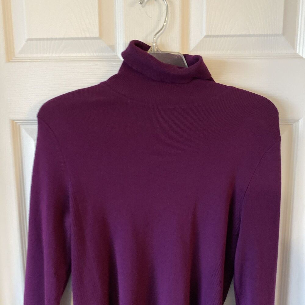 Chico’s Sweater Women’s Size 1 Purple Long Sleeve High Neck Pullover Stretch - Picture 3 of 10